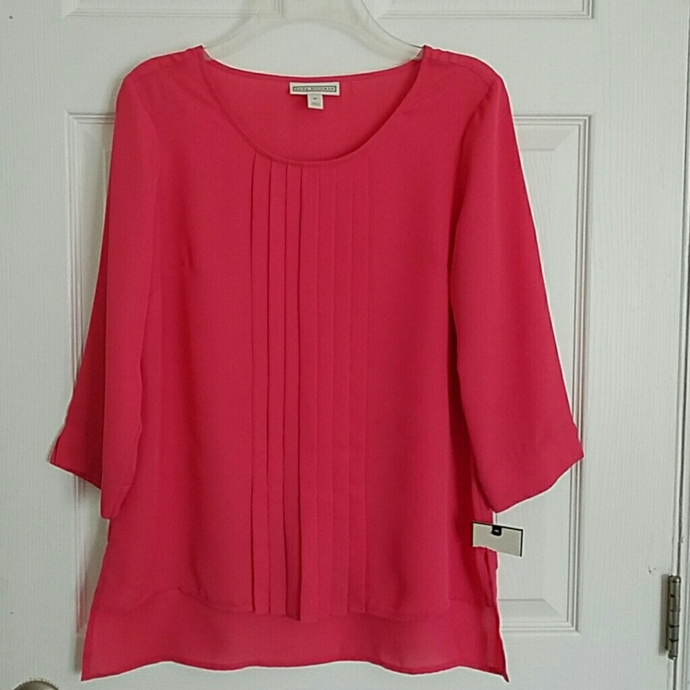 Dana Buchman Salmon Pink Seminole Sheer Blous Top
